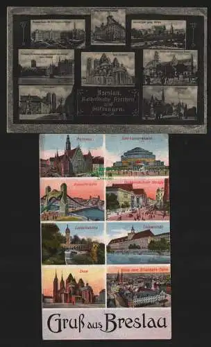 150181 2 Ansichtskarte Breslau 1909 1927 Mehrbildkarten Katholische Kirchen und Stiftungen