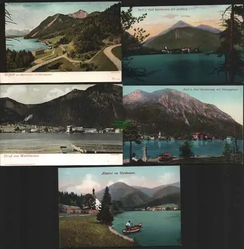 150259 5 Ansichtskarte Walchensee Kochel am See um 1900 Herzogstand Urfeld Klösterl