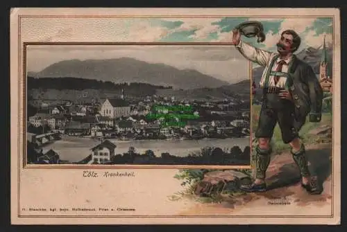 150253 Ansichtskarte Passepartout Tölz Krankenheil um 1900 Serie X. Bauernbube