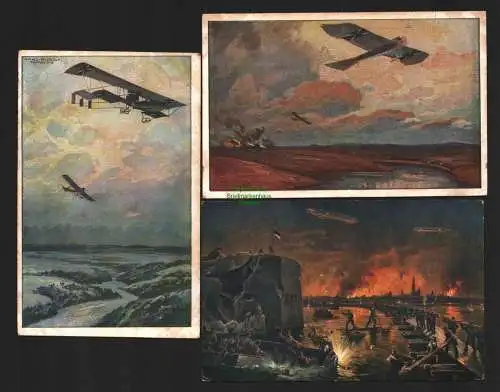 144461 3 Ansichtskarte Deutscher Luftflotten Verein 1916 Künstlerkarte Hans Rudolf Schulze