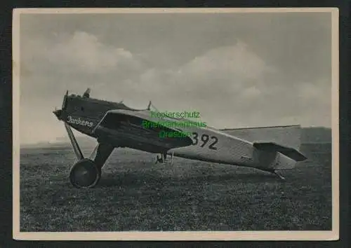 139527 Karte Junkers-A 20 Offenes Ganzmetall-Flugzeug Baujahr 1923