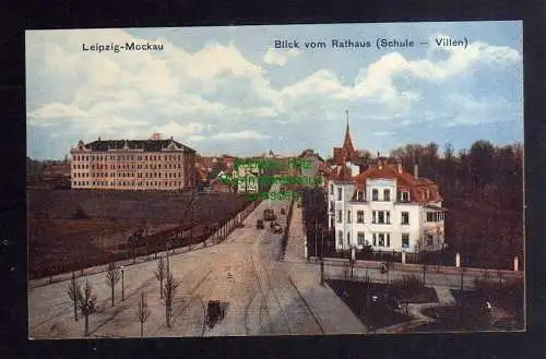 129954 Ansichtskarte Leipzig Mockau Blick vom Rathaus Schule Villen um 1920