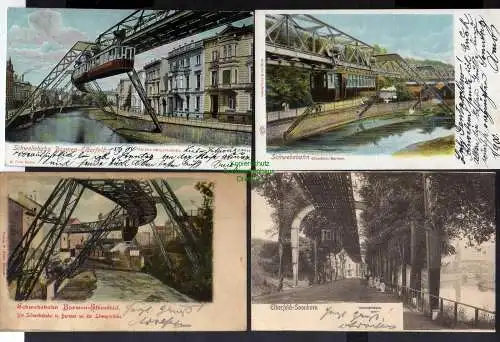 128686 4 Ansichtskarte Schwebebahn Barmen Elberfeld 1900 Sonnborn Bürgerbrücke Löwenbrücke