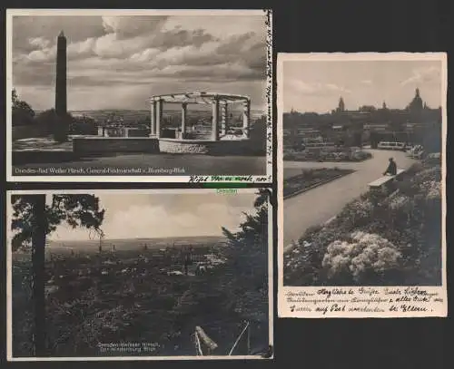 151969 3 AK Dresden Fotokarte Staudengarten General Feldmarschall Blomberg Blick