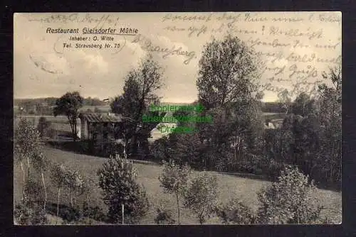 123678 Ansichtskarte Gielsdorfer Mühle Restaurant 1911 Strausberg Stadt