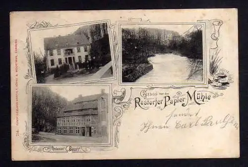 112863 Ansichtskarte Rastorf Rastorfer Papier Mühle 1898 Restaurant C. Bauer