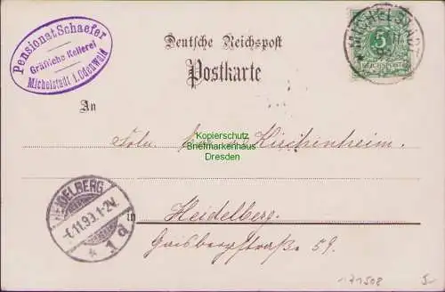 171508 AK Mädchenpensionat von Fräulein Marie Schäfer in Michelstadt 1899