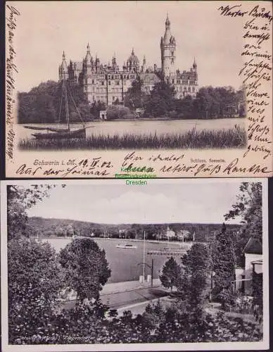 171502 2 AK Schwein Schloss 1902 Zippendorfer See 1942 Feldpost