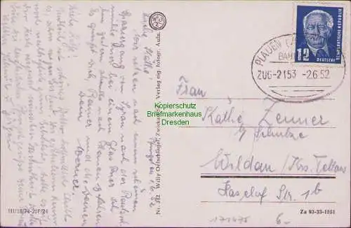 171475 AK Rentzschmühle im Elstertal Vogel Schweiz 1952 Bahnpost Plauen -