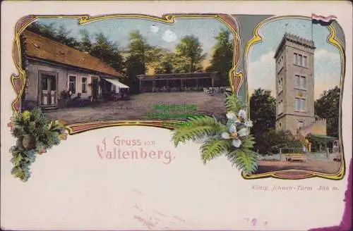 171471 AK Gruss vom Valtenberg König Johann-Turm 586 m. 1910