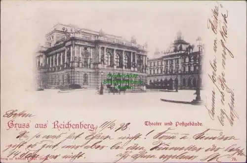 171422 AK Reichenberg 1898 Theater und Postgebäude Liberec