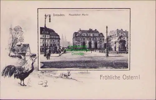 171384 AK Dresden Neustädter Markt Fröhliche Ostern! Künstlerkarte RLZDF um 1910