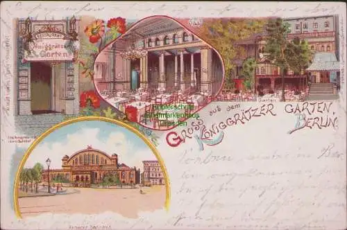 171322 AK Litho Berlin Königgrätzer Garten Restaurant Anhalter Bahnhof 1903