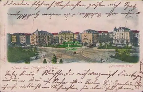 171321 AK Dresden Striesen Barbarossa-Platz 1899