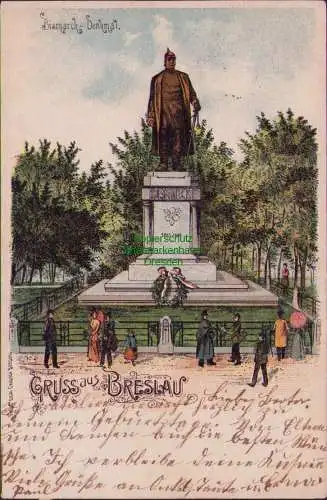 171318 AK Litho Breslau Bismarck Denkmal 1900