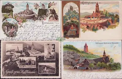 171313 4 AK Litho Kyffhäuser Denkmal 1901 Wirtschaft Gasthaus 1905 Fotokarte