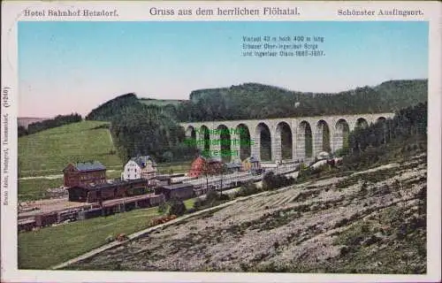 171301 AK Hotel Bahnhof Hetzdorf Gruss aus dem herrlichen Flöhatal 1908