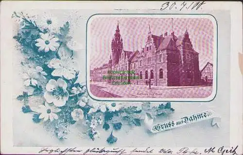 171260 AK Dahme Mark 1900 Rathaus und Post