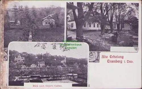 171157 AK Eisenberg i. Thür. um 1910  Blick nach Geyers Garten Alte Erholung