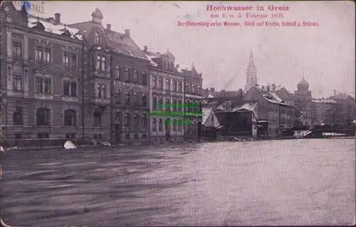 171154 AK Hochwasser in Greiz 4. u. 5. Februar 1909 Der Elstersteig unter Wasser