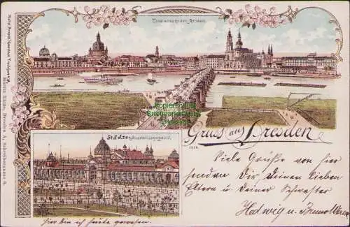 171031 AK Litho Dresden 1903 Städte Ausstellungspalast Panorama Altstadt