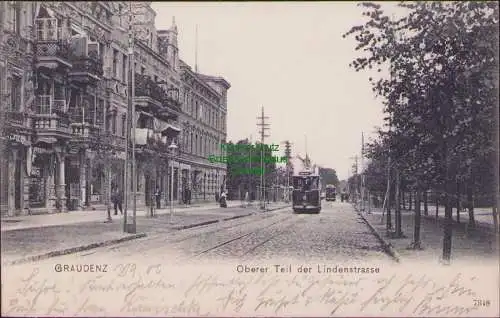 171011 AK Graudenz Grudziadz Wpr. Oberer Teil d Lindenstrasse Starßenbahnen 1906