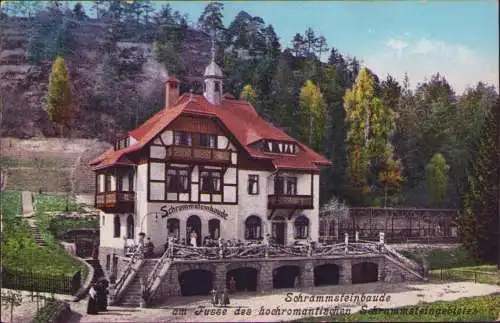 170650 AK Schrammsteinbaude um 1920 Gasthaus Terasse