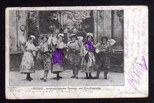 100459 Ansichtskarte Zetinie montenegrinisches Gesangs- und Tanz-Ensemble in Stuttgart 1902