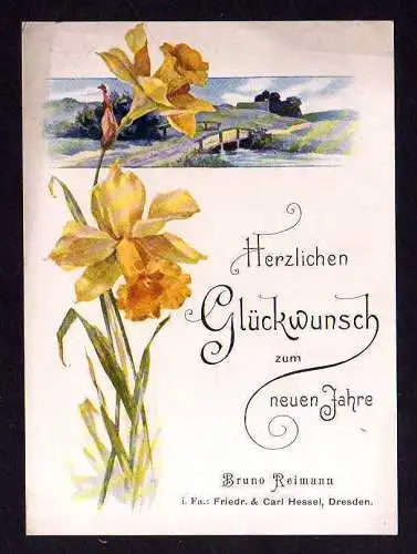 100577 Kärtchen Dresden um 1900 Herzliche Glückwunsch zum neuen Jahre Hessel