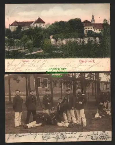 143954 2 AK Königsbrück Schloss 1903 Soldaten Uniform Kaserne