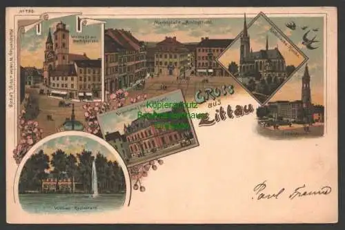 141589 AK Zittau Litho 1898 Weinau Restaurant Johanneum Post Amtsgericht