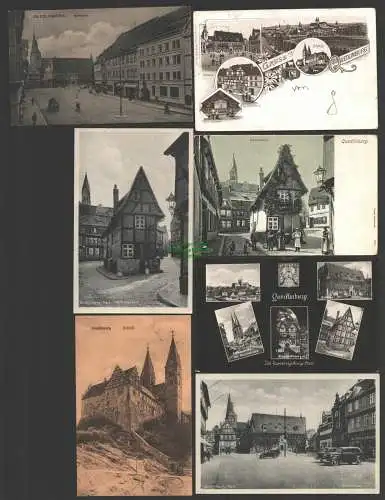 141418 7 AK Quedlinburg Litho 1899 Klopstockhaus Denkmal Rathaus Markt Hotel Bär