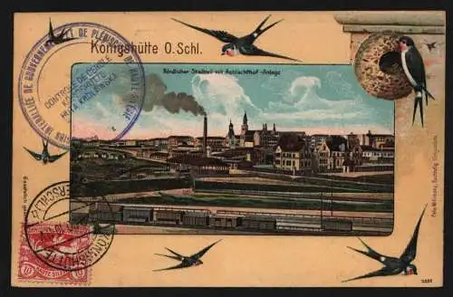 148813 AK Königshütte Chorzow 1920 Nördl. Stadtteil Schlachthof Litho um 1905