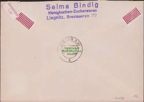 B17481 Einschreiben R-Brief 726 an Gebr. Hörmann A.-G. Liegnitz 3 1943