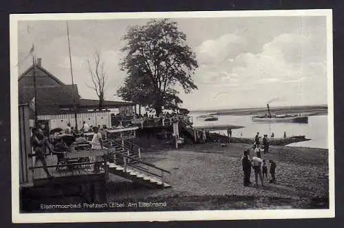 94415 AK Pretzsch (Elbe) 1930 Gasthaus an der Elbe Dampfer Schiff