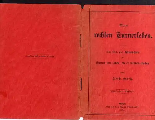 94833 Vom rechten Turnerleben F. Goetz Leipzig 1904 Ein Noth- und Hilfsbüchlein