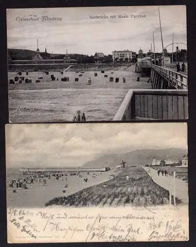 94558 2 AK Misdroy 1902 Windmühle an der Dünenpromenade Seebrücke Musik Pavillon