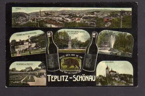 94139 AK Teplice Teplitz-Schönau 1908 6 Ansichten Steinbad Kriegerdenkmal Theate