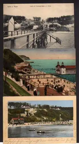 94060 3 AK Sellin Rügen Strand Landungsbrücke Hotel 1909 Laufsteg 1912 Strand