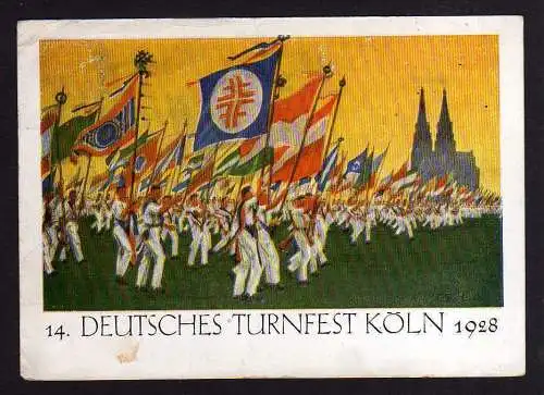 92716 AK 14. Deutsches Turnfest Köln 1928 Fahnenaufmarsch im Stadion Köln