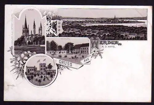 71210 AK Werder H. Kirche Wachtelburg Braunlitho 1900