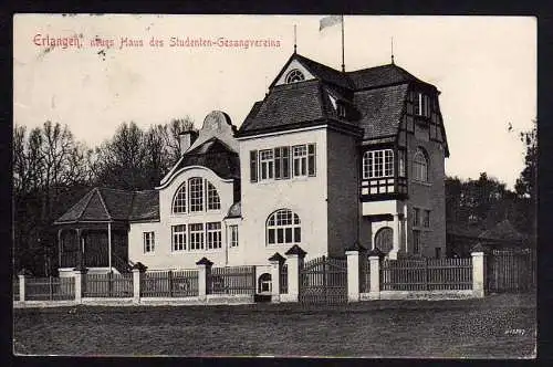 71186 AK Erlangen neues haus des Studenten Gesangvereins 1912