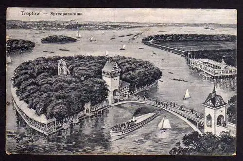 71296 AK Berlin Treptow Spreepanorama 1918