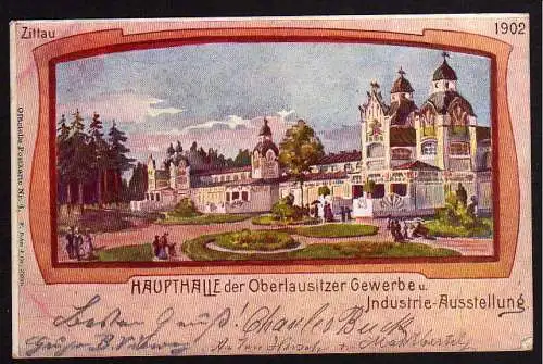 69415 AK Zittau 1902 Ausstellung Sonderstempel Litho