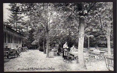 63648 AK Kurhaus Mühlenteich in Oldenburg Biergarten Restaurant Gasthaus um 1920