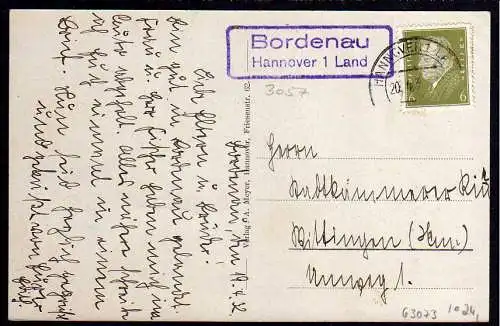 63073 AK Bordenau Kirche Geschäftshaus Scharnhorst 1932 Brücke Landpoststempel