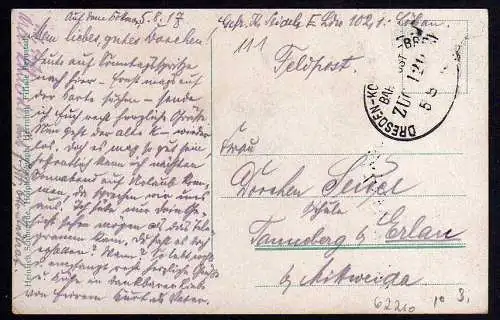 62210 AK Kottmar 1917 Feldpost Bahnpost Gasttätte Turm