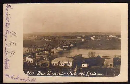 45530 AK Dnestr Halicz zerstörte Brücke 1917 Halytsch