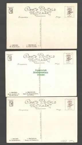 41649 3 AK Brüssel Bruxelles Aquarel Künstlerkarte Bourse de Commerce Eglise