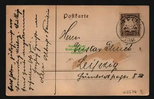 25576 AK Würzburg Frankenwarte 1910, gelaufen 1910